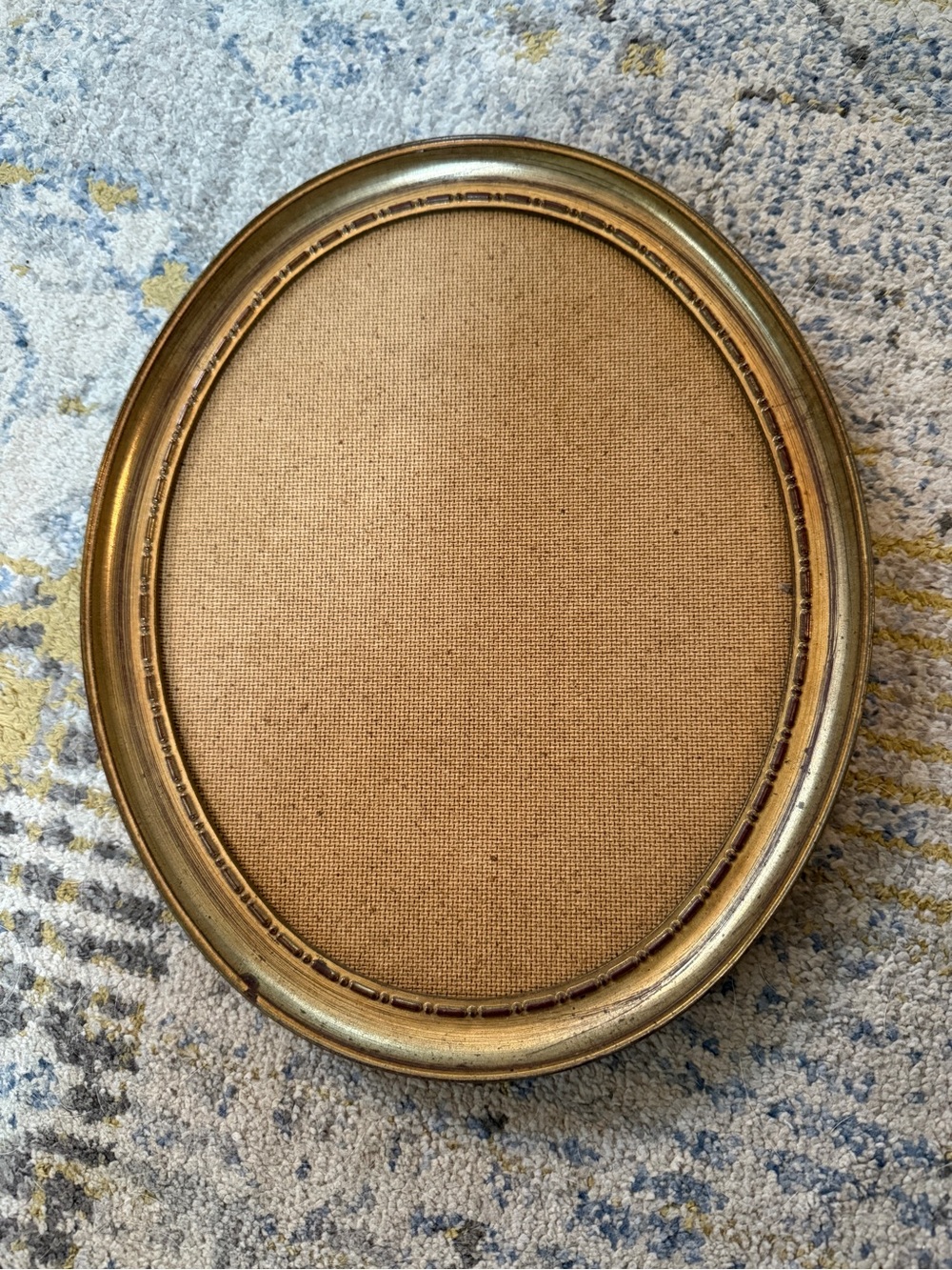 Vtg Turner West Wind Oval Wall Plaque Gold Frame Textured Burlap Mid Century MCM